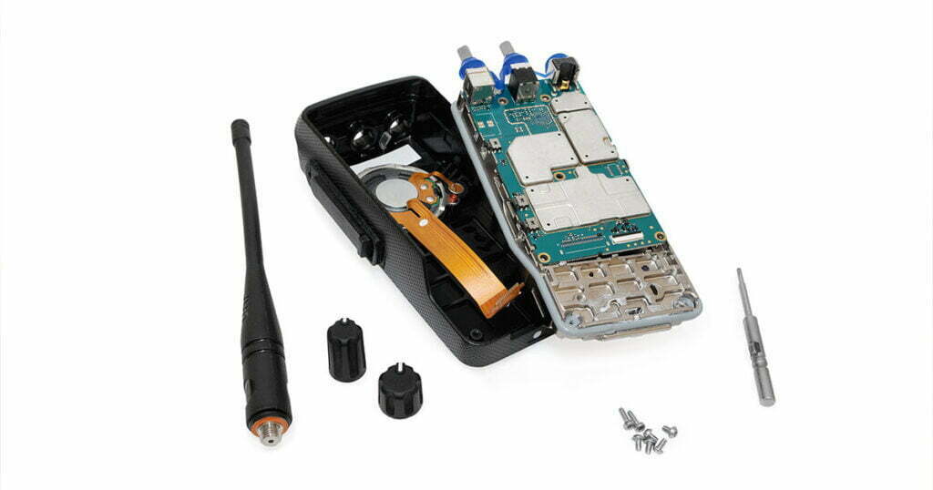disassembled walkie talkie