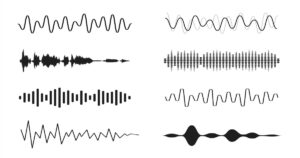 set of radio waves, analog and digital line waveforms