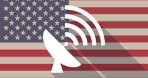 us flag with radio icon