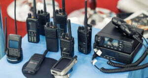 various types of radios on table