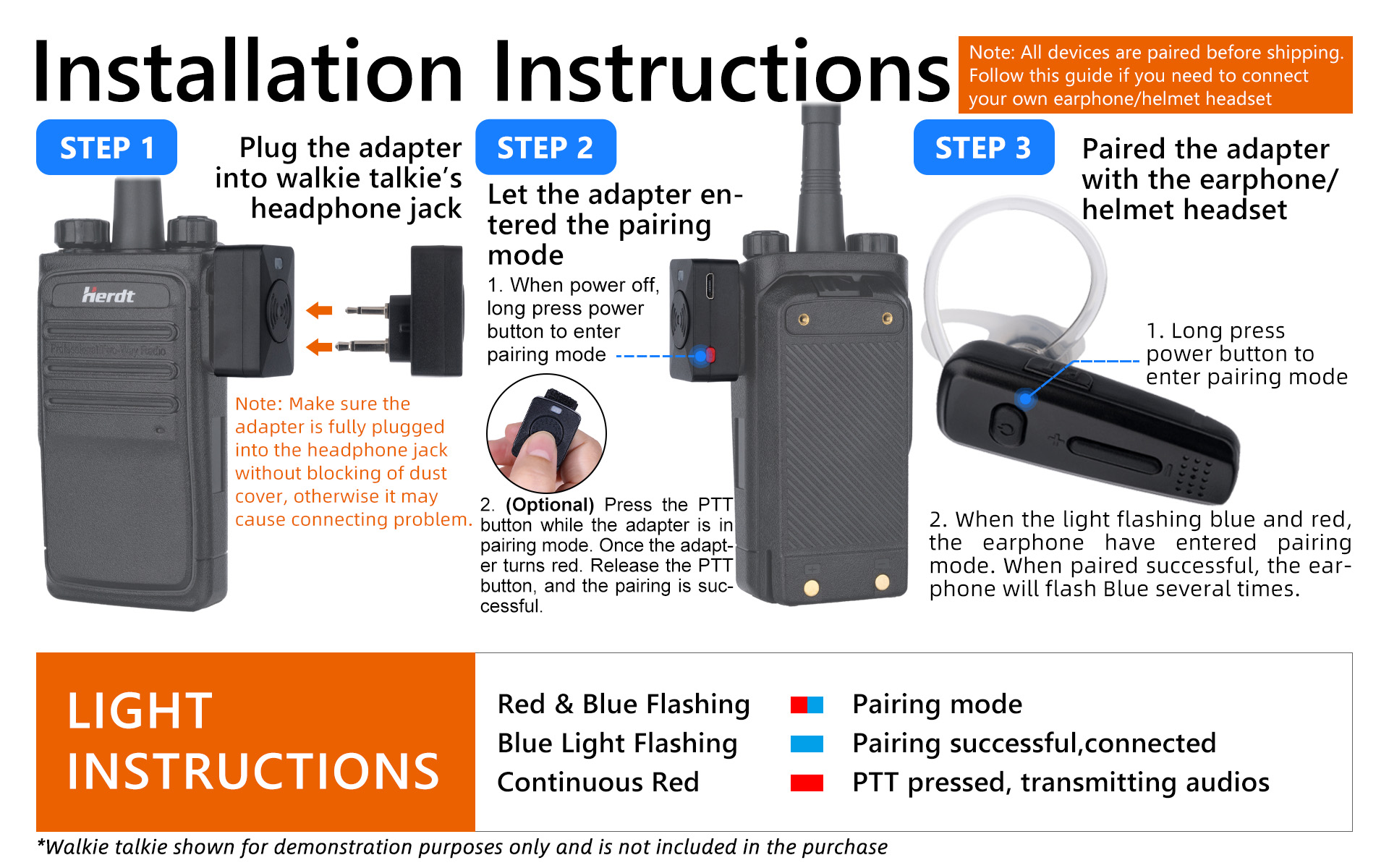 hb 6a I walkie talkie bluetooth adapter product description 3