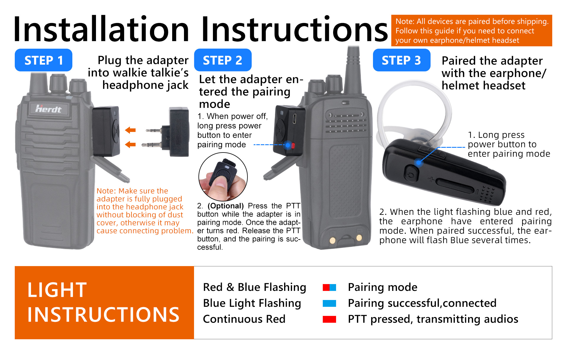 hb 6a k walkie talkie bluetooth adapter product description 3